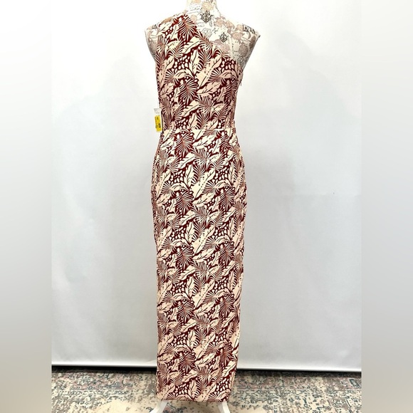 ALEXIA ADMOR Brown and cream ALESSI palm print one shoulder midi dress size 2 - Picture 8 of 16